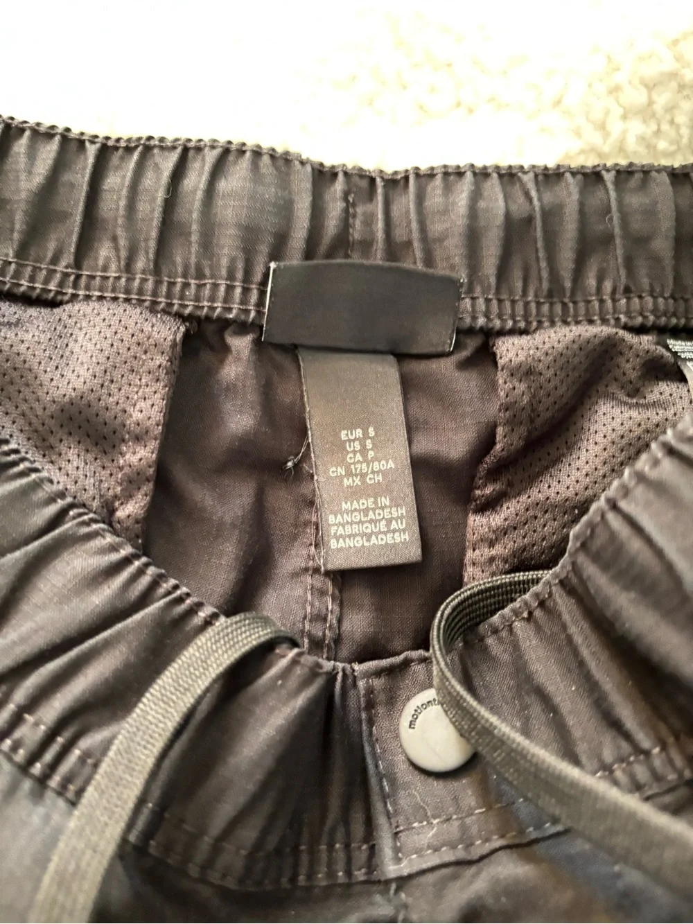 H&M Men's Dark Gray Cargo Pants with Drawstring Waist